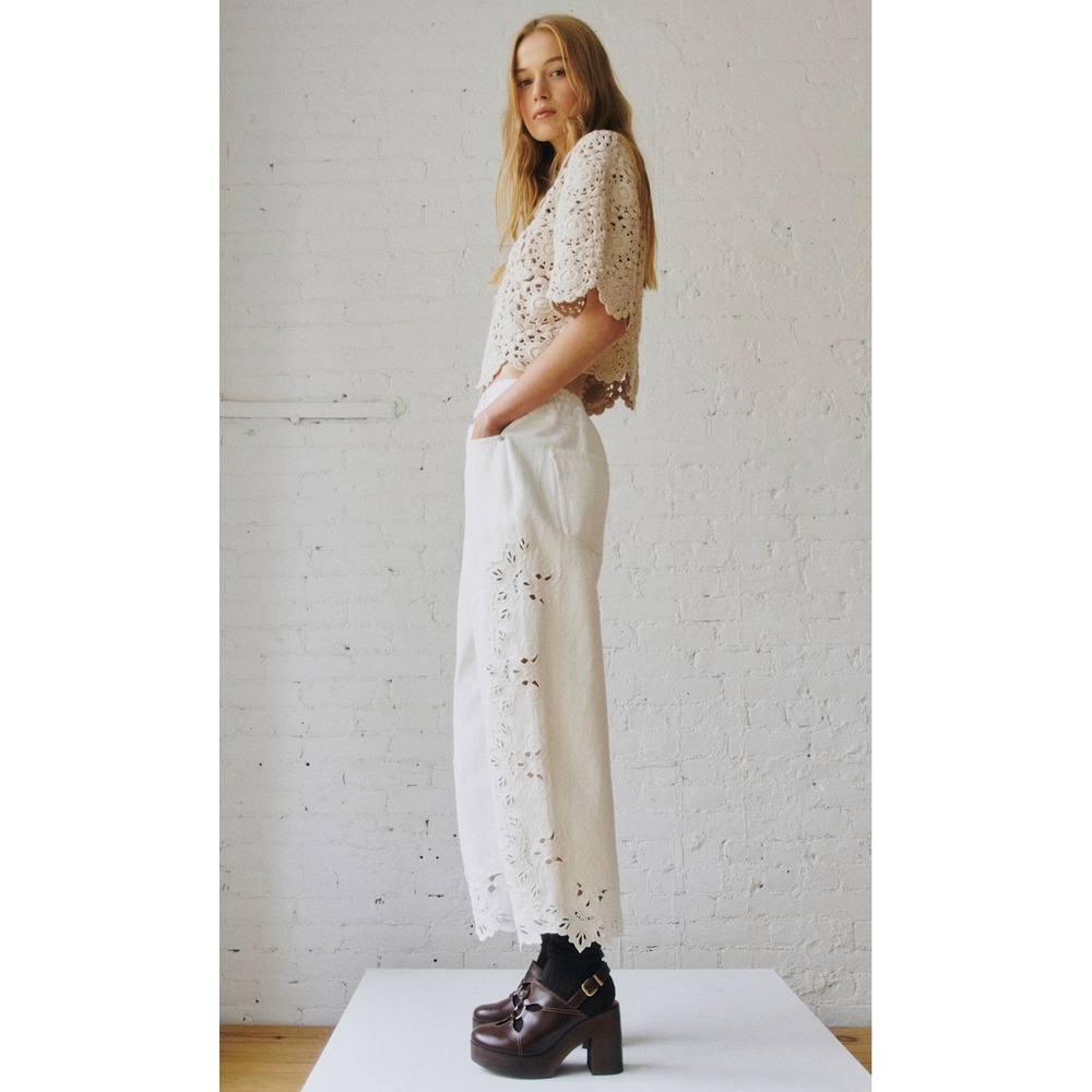 New NWT Sea New York Jeans Pants Cavina Eyelet Embroidered